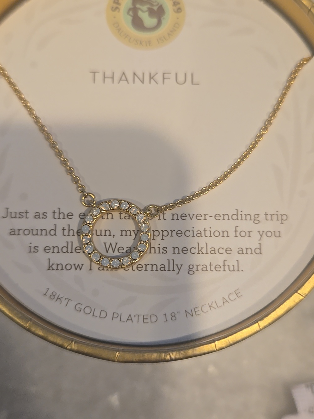 Spartina 449 18kt Gold Plated 18" Necklace Thankful New - Picture 4 of 9